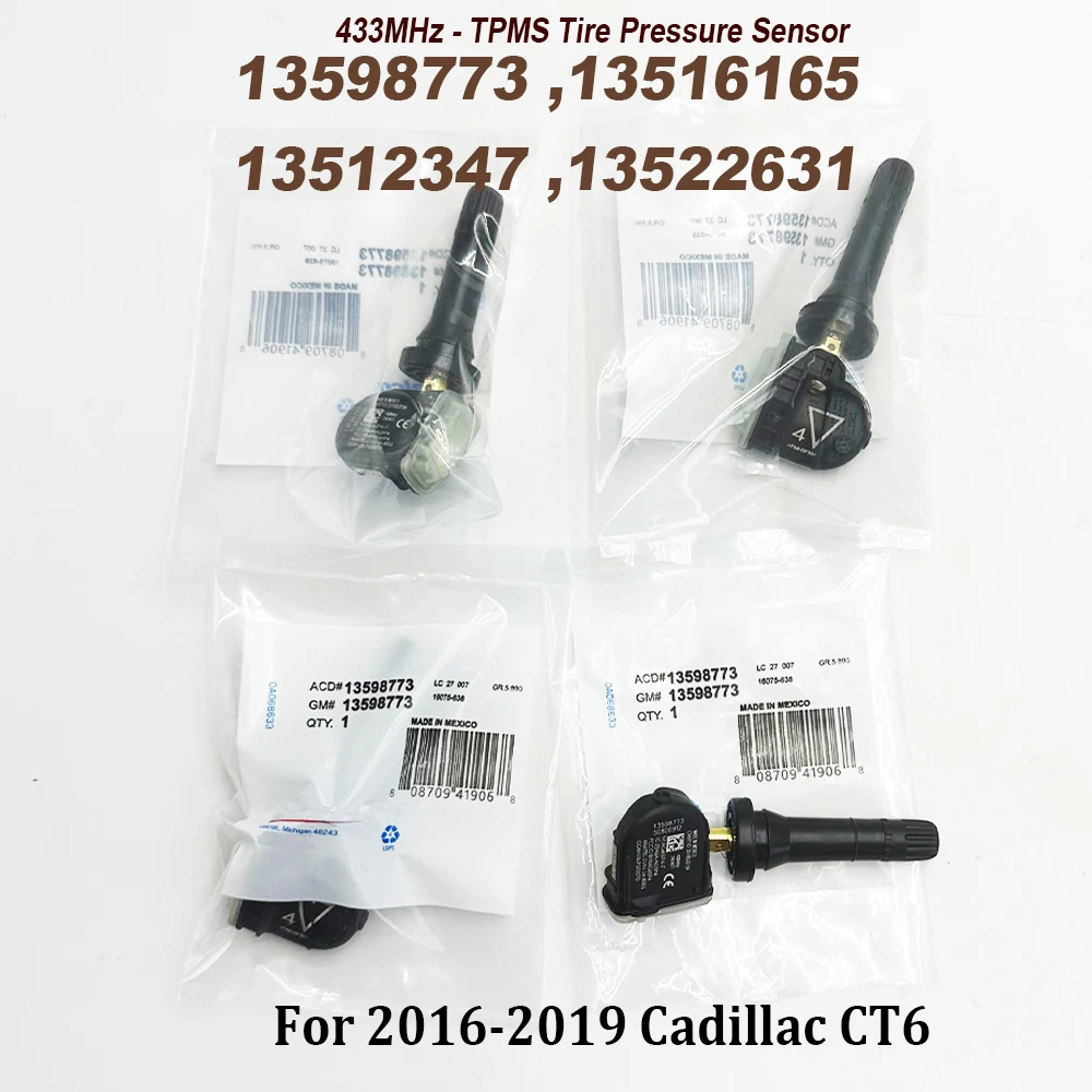 4PCS 13598773 433Mhz TPMS Tire Pressure Monitor Sensor 13516165 13512347 13522631 For C-adillac G-MC Sierra C-hevrolet