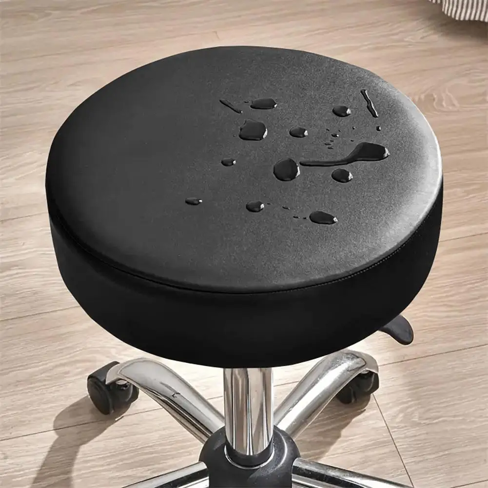 Stool Cushion Soft Round Stool Cover High Resilience Faux Leather Cushion Non-slip Universal Fit Chair Protector Easy to Clean