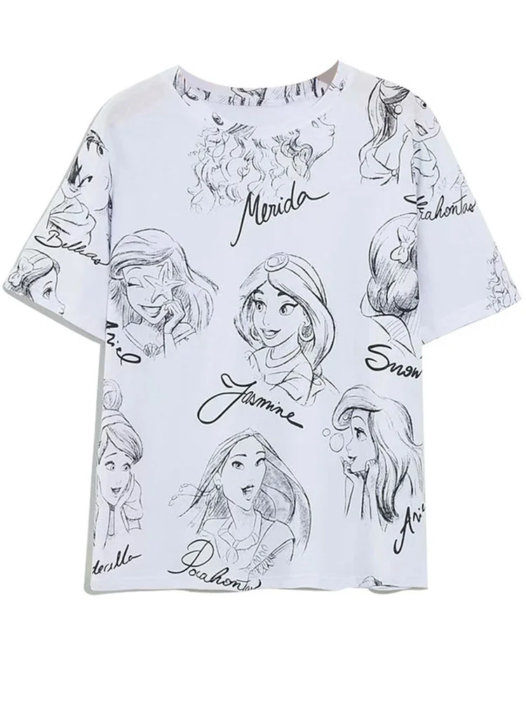 Disney Chic mujer Mickey Mouse Pato Donald el Rey León SIMBA letra estampado de dibujos animados camiseta cuello redondo pulóver Camiseta de manga