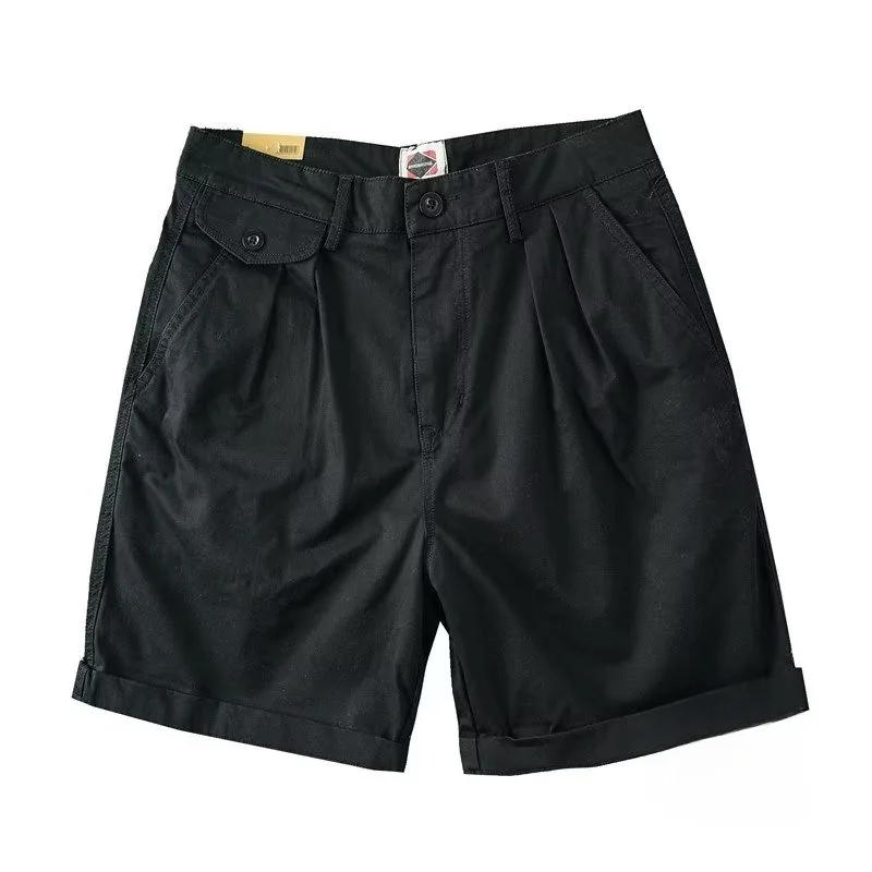 

Summer Thin Men's Workwear orts Casual Loose Fit American Retro Pure Color Five-Point Pants Wear-Resistant Leisure orts