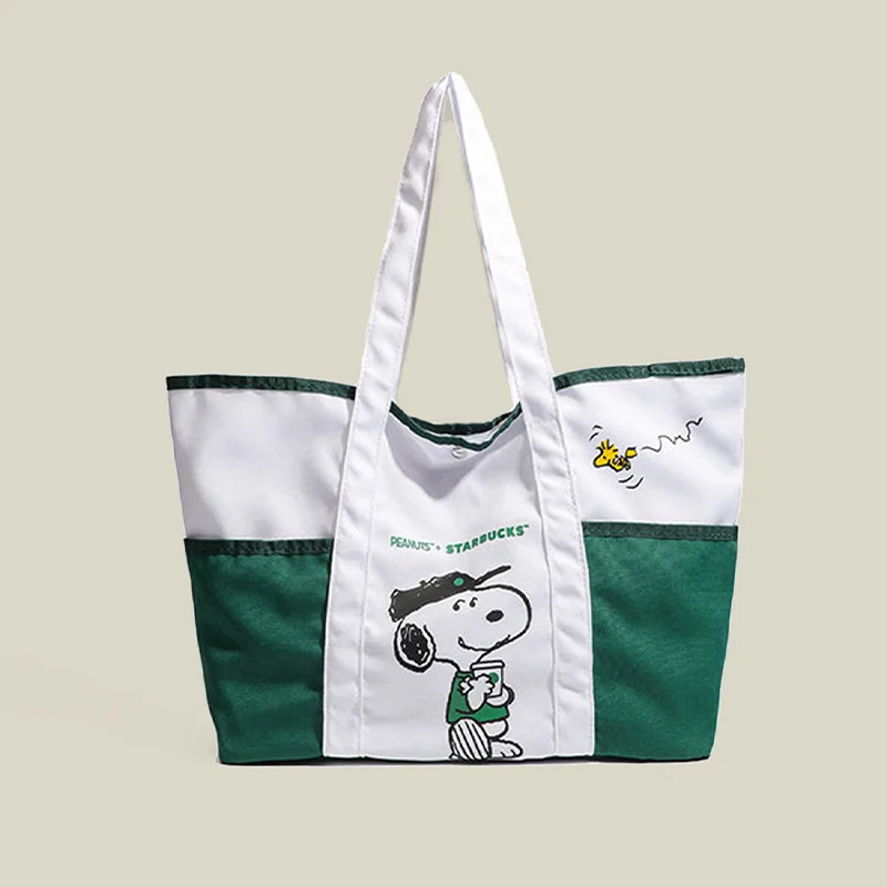 New Snoopy Large Capacity Print Casual Lazy Style Small Fresh Tote Bag Girls Travel Shoulder Bag Birthday Christmas Present