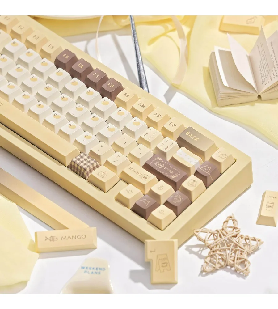 Mechanical keyboard keycaps personalized keycaps Mango latte keycaps original PBT five-sided dye-sublimation customization