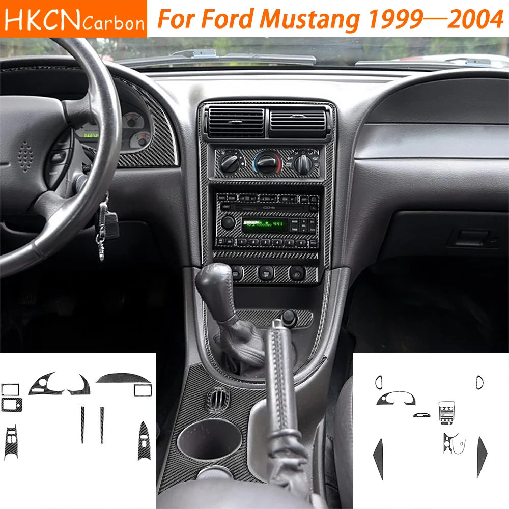 

Для Ford Mustang 1999-2004 автомобильные аксессуары, рулевое колесо из углеродного волокна, отделка переключения передач, полный комплект, модификация внутренней наклейки