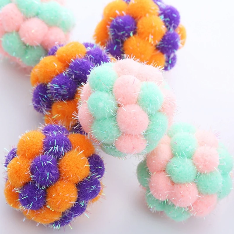 PomPoms with Bells- Cats Toy Cats Toy Balls Soft Colorful Pom Balls