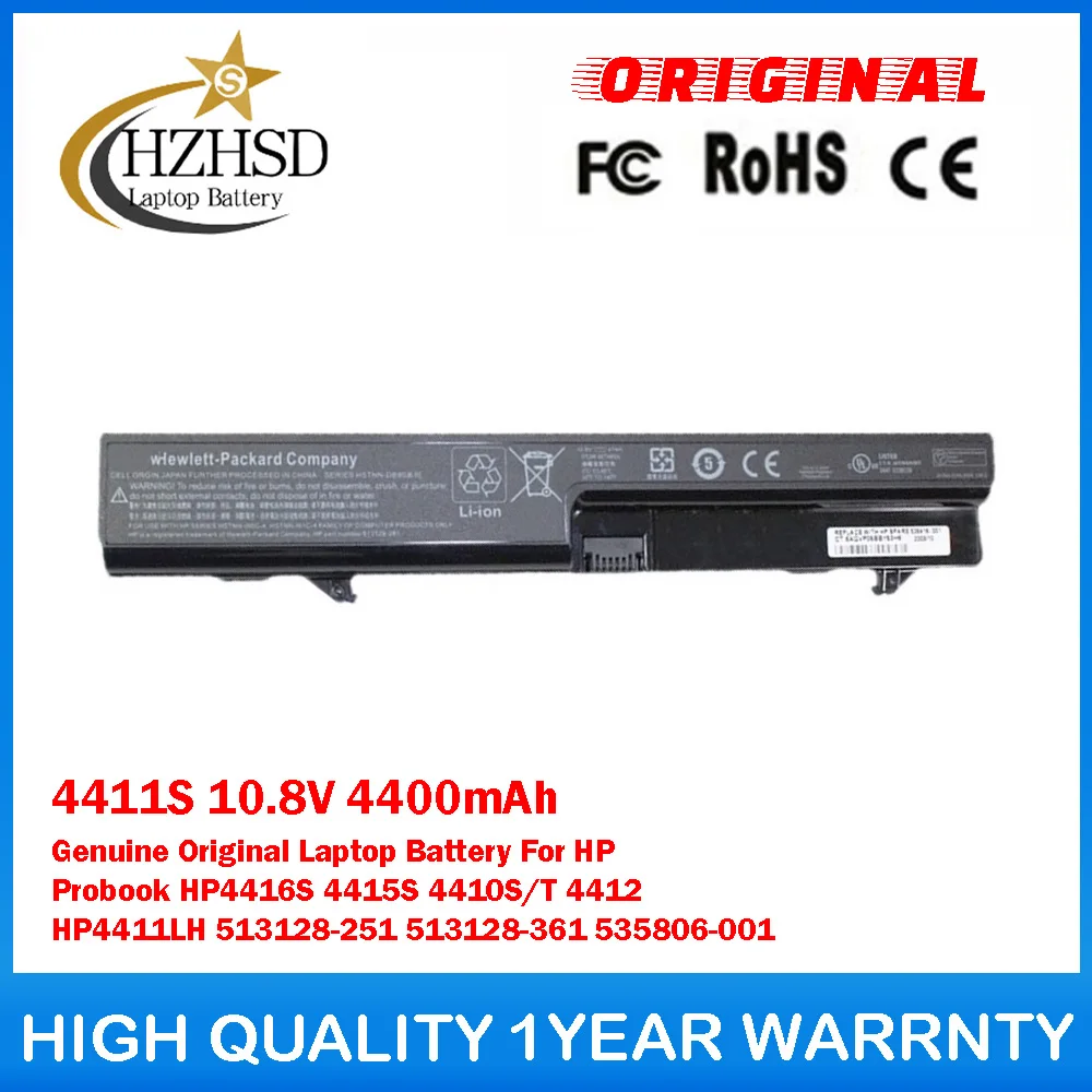 

4411S 10.8V 4400mAh Genuine Original Laptop Battery For HP Probook HP4416S 4415S 4410S 4410T 4412 HP4411LH 513128-251 513128-361
