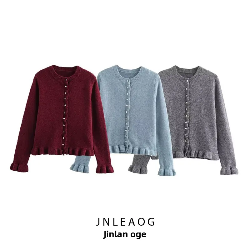 

JNLEAOG Модный вязаный свитер для женщин, многослойный, декоративный, с длинными рукавами, круглым вырезом, стандартной длины, из полиэфирного волокна