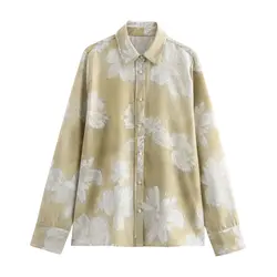 Tangada 2024 Women Flowers Loose Blouse Shirt Long Sleeve Chic Female Oversize Top QD0147