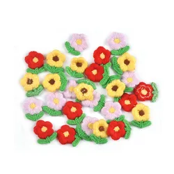 20pcs 2.4x2.1cm Lovely 3color Cartoon Flower Embroidered Patches Clothes Appliques Sewing Accessories For DIY Headwear Supplies