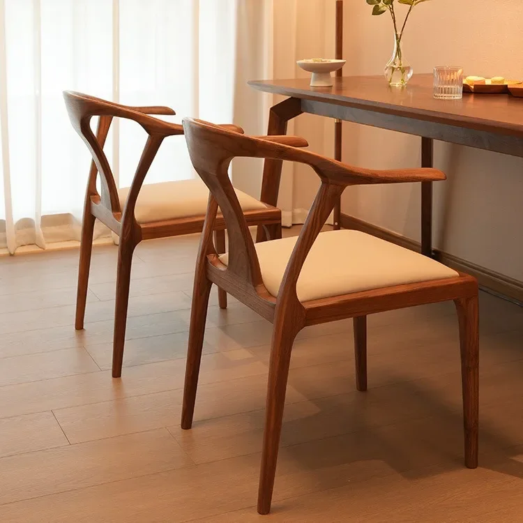 North American black walnut dining chair, household all-solid wood armchair, Nordic modern simple backrest, chair leisure chair