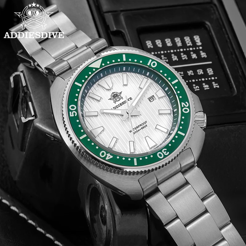 ADDIESDIVE Luxury Men Quart Watch Waterproof 200m Sapphire Glass Ceramic Bezel AR Coating Super Luminous Watch For Birthday Men