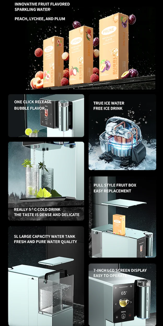 Freely Mix Various Flavors Of Sparkling RO Water Dispenser For Home With Fruit Flavor