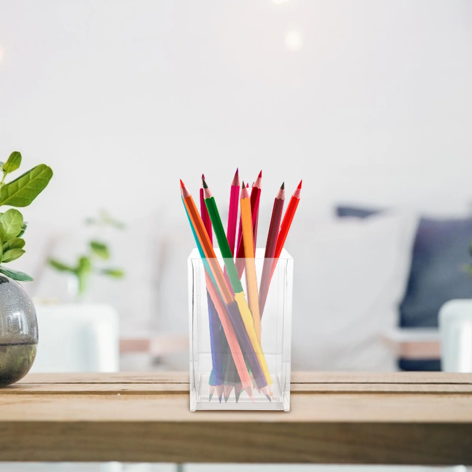 

2Pcs Clear Acrylic Pen Holder Multifunctional Desktop Storage for Office School Makeup Brushes Stationery Organizer and Pencil