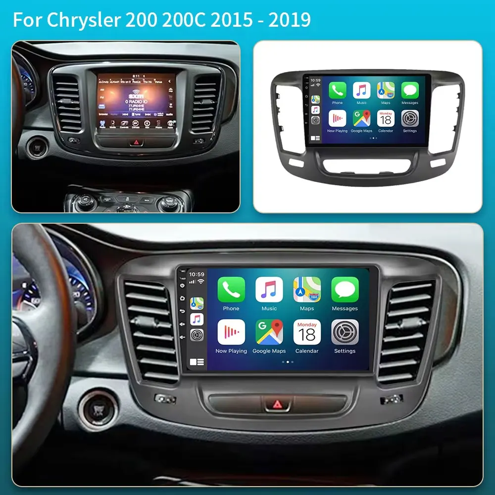Android 16 Carplay Auto WIFI+4G For Chrysler 200 200C 200S 2013 - 2019 Car Radio GPS Stereo Multimedia Video Player Head Unit BT