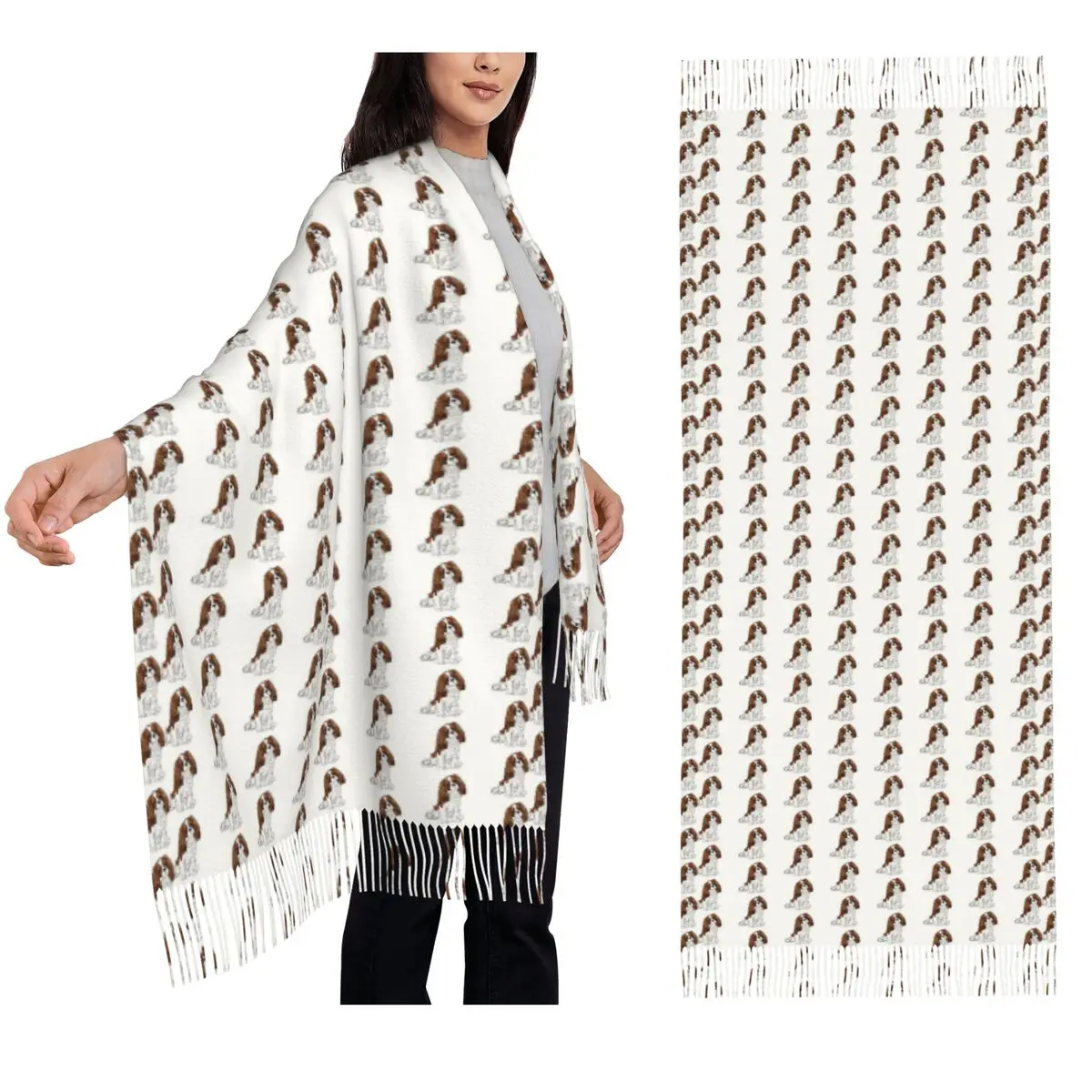 

Cavalier King Charles Spaniel - Blenheim Scarf Tassel Scarves for Women Soft Warm Shawls and Wraps Large Fall Winter Shawl Wrap