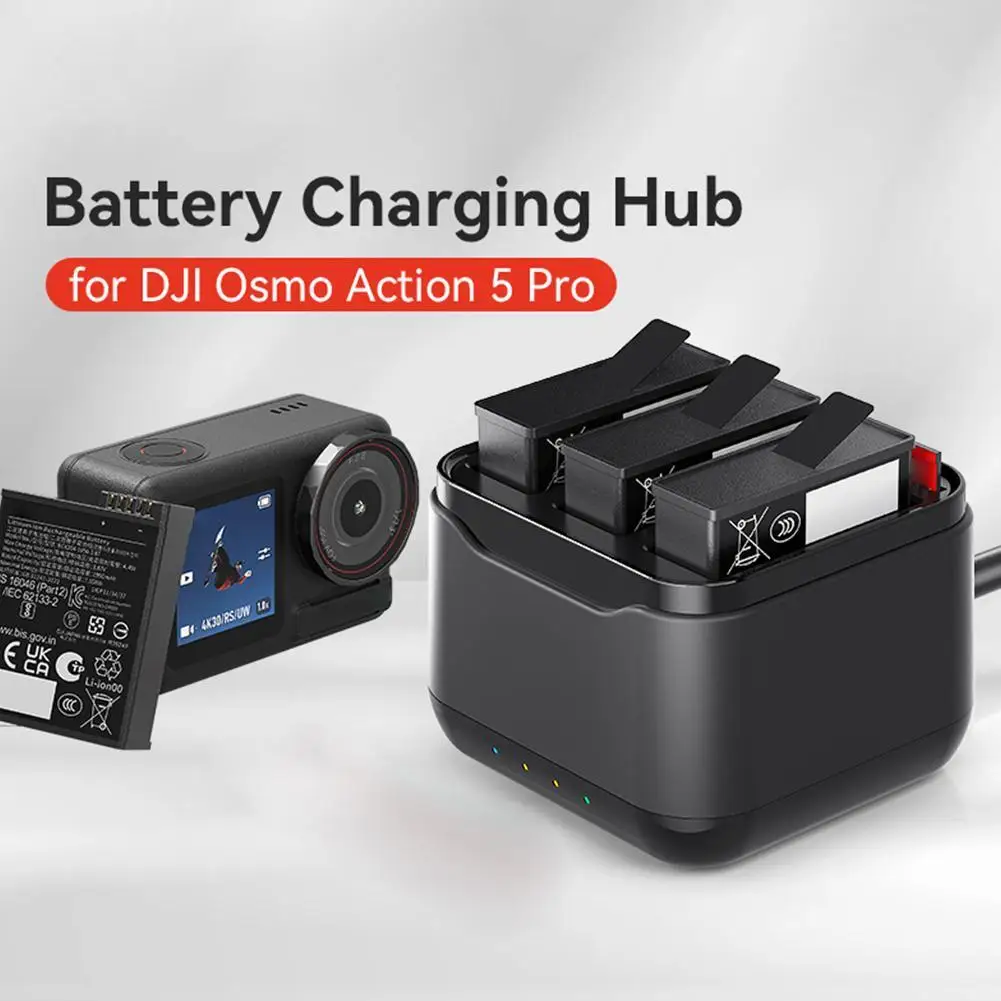 Sports Camera Battery Charging Dock FOR DJI Action 5 Pro Three-seat Simultaneous Charging + Storage Light Prompt 5V/3A  Action5