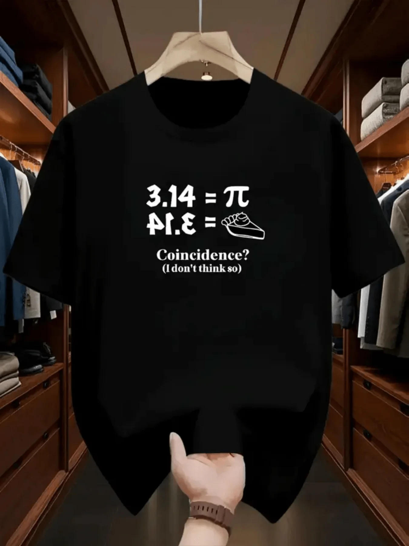 

Men's Funny Math Graphic Tee Black Pi Symbol & Sneakers Design Lightweight Summer T-Shirt for Casual Wear Everyday Outfits