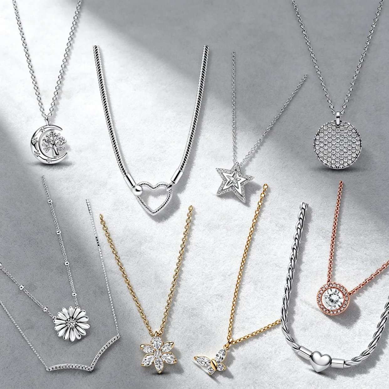Modische herzförmige Halskette, Schmetterlings-Blumen-Halskette, S925 Sterlingsilber-Schmuck, geeignet als Geburtstagsgeschenk für Frauen. – Detail 1