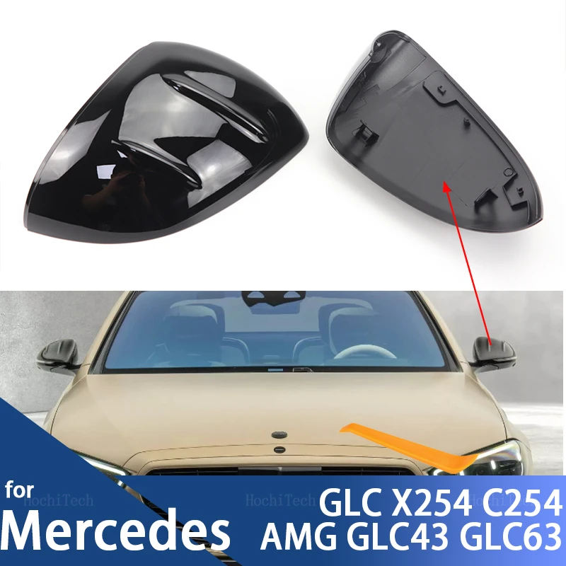 Carbon Fiber Look Black Side mirror cover Replacement for Mercedes-Benz GLC X254 C254 200 300 350 400 GLC43 GLC63 43 2023-2025