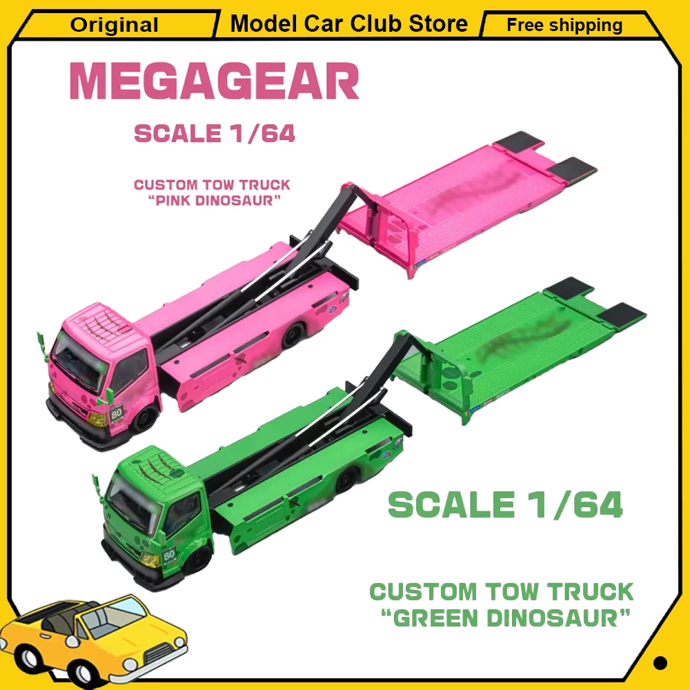 

Модель автомобиля Mega Gear 1/64, версия с прицепом-платформой и дизайном «Динозавр», литая под давлением, коллекционная миниатюрная модель из сплава, игрушка, подарок на день рождения