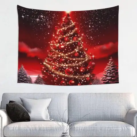 Christmas Tree Red Tapestry Aesthetic Wall Hanging Tapestries Boho Tapestries Vertical Wall Art Decorative Funny Vintage Poster