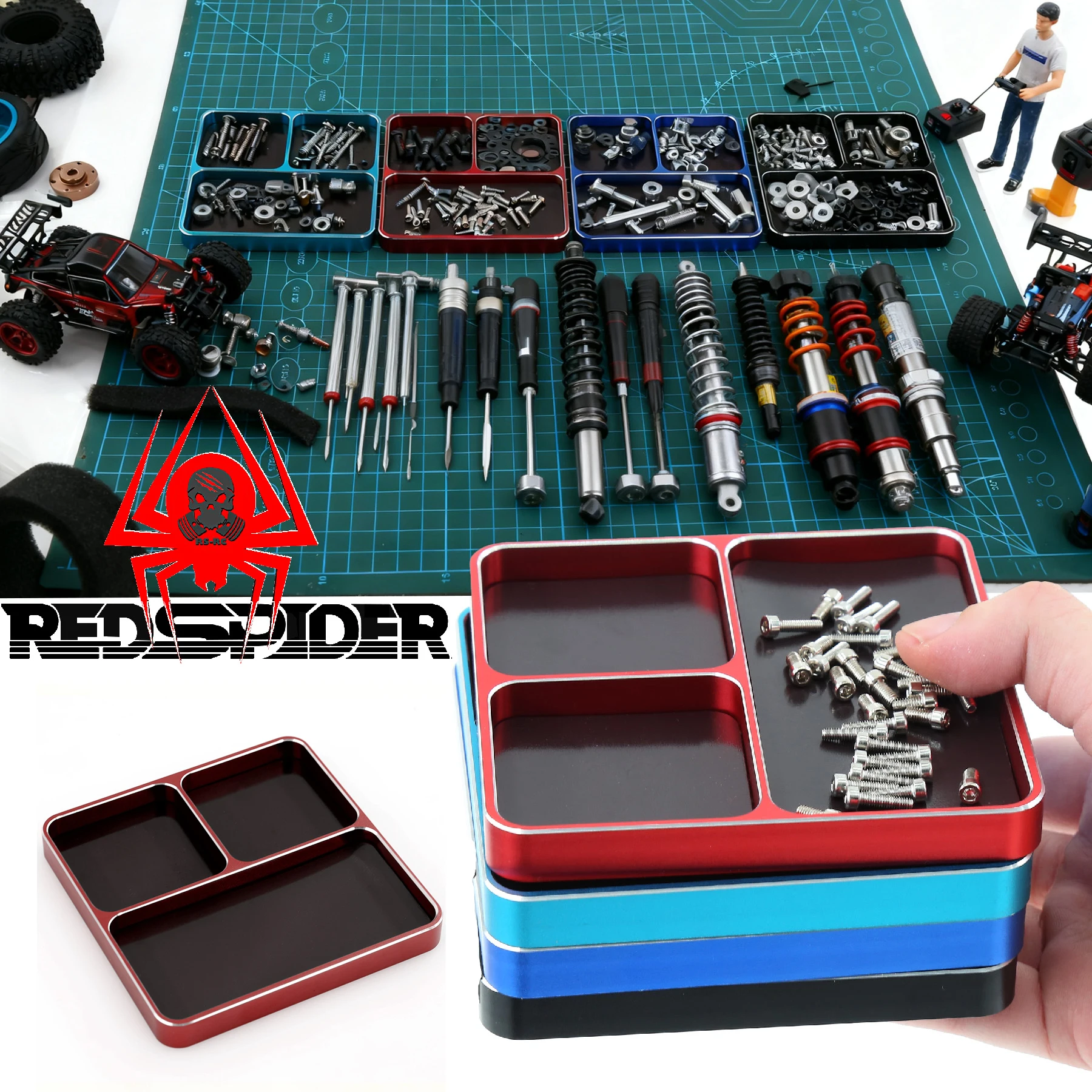 

1Pcs RC Repair Tool Aluminium Alloy Magnetic Screw Tray Plate For Airplane Car Boat Crawler Axial SCX10 D90 D110 Model Repair To