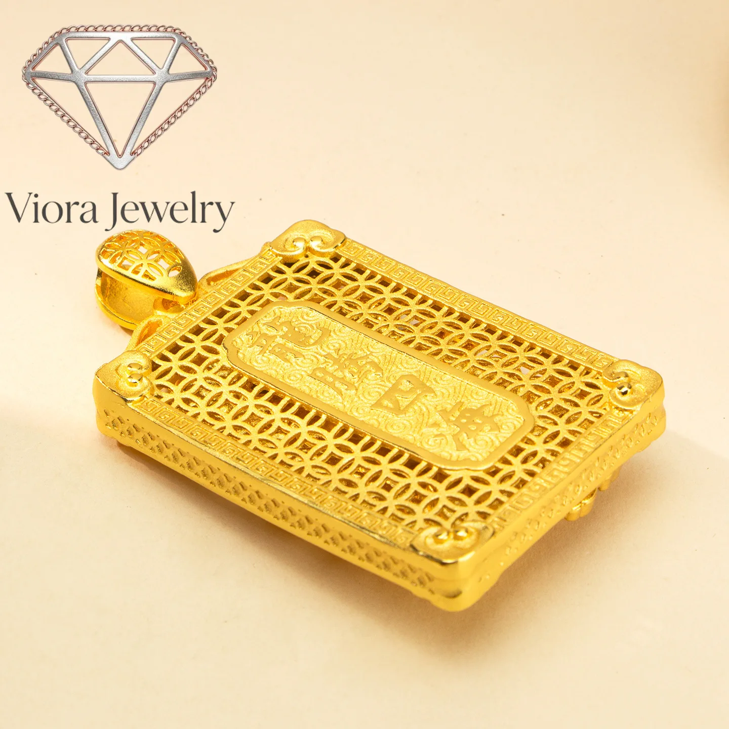 Viora Jewelry New Dragon Brand Dragon Pattern 24K Real Gold Men's Pendant Domineering 9999 Necklace Dragon Traveling the World T