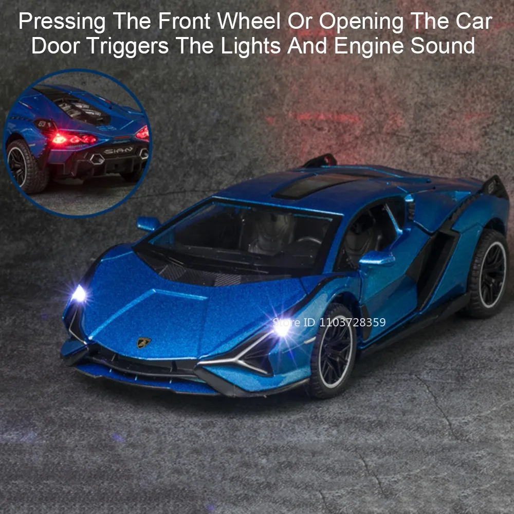 1:32 Sportwagen SIAN LP780-4 Modellspielzeug Legierung Druckguss Sound Licht Türen geöffnet zurückziehen Beliebte Supercar-Modelle für Kinder Erwachsene