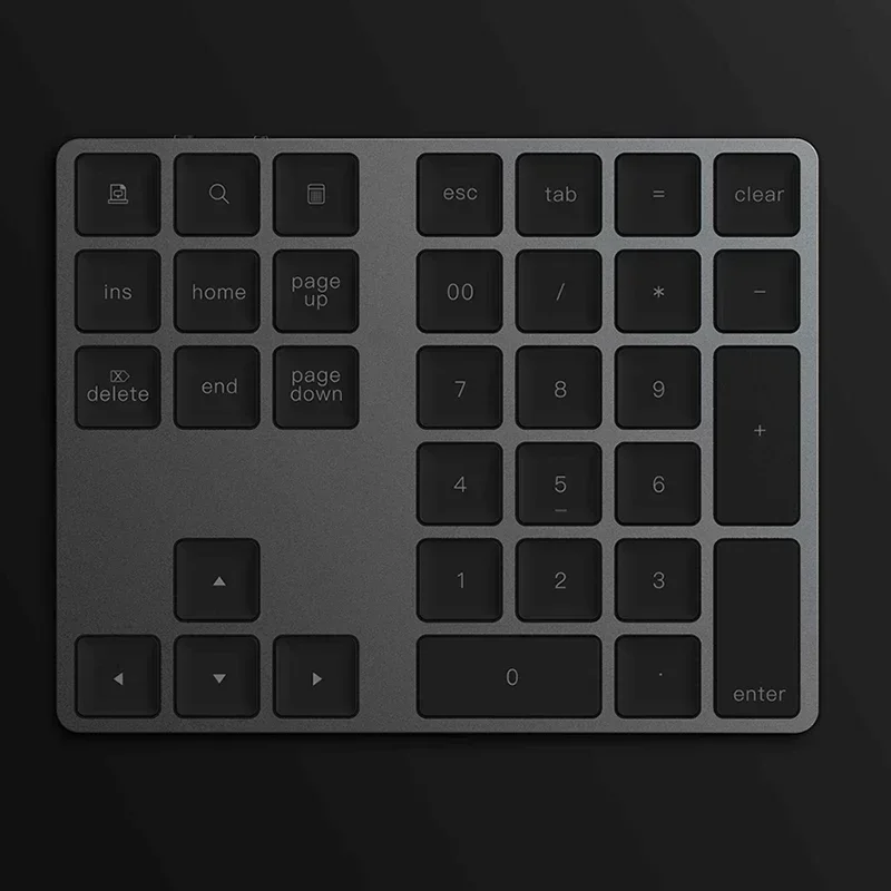 Almofada Numérica compatível com Bluetooth, Teclado Numérico Sem Fio Recarregável USB de Alumínio Numpad para iOS Android PC Tablet Laptop