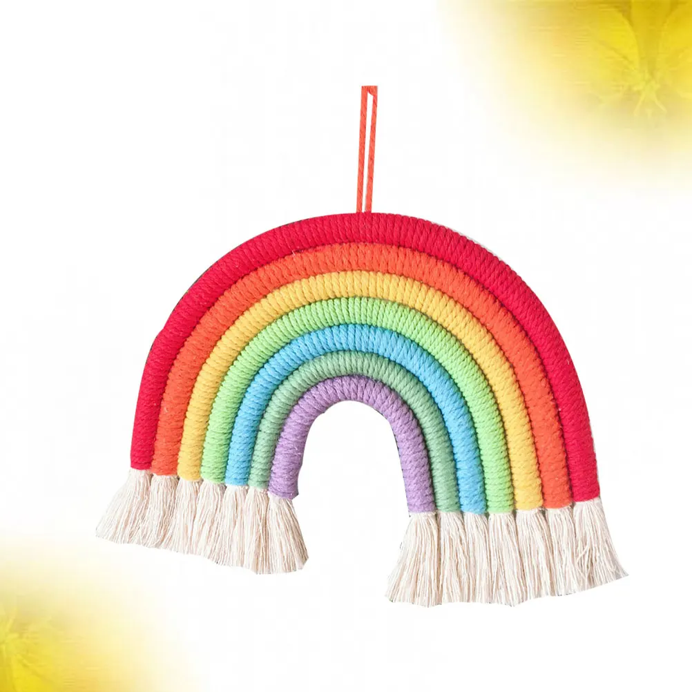 

Cotton Rope Pendant Rainbow Handmade Weaving Craft Wall Hanging Decor For Home Bedroom Office Cafe (6 Color Styles)