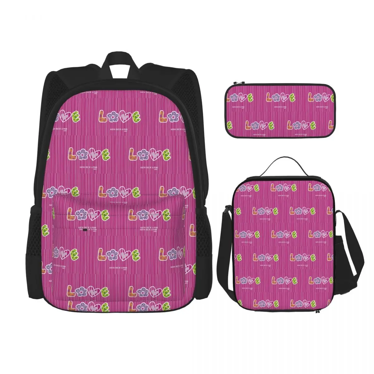 Mochilas con estampado de Agatha Ruiz-De La-Prada, mochila para niños y niñas, mochila escolar, bolsa para el almuerzo, bolsa para bolígrafos, juego de tres piezas