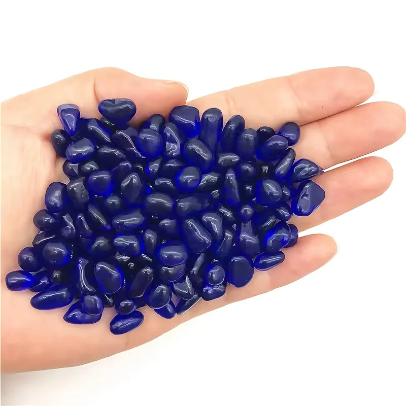 Irregular Cobalt Blue Gravel Glass Stones, for Gem Display/Vase Filler/Terrarium Flowerpot Aquarium Turtle Tank Decoration