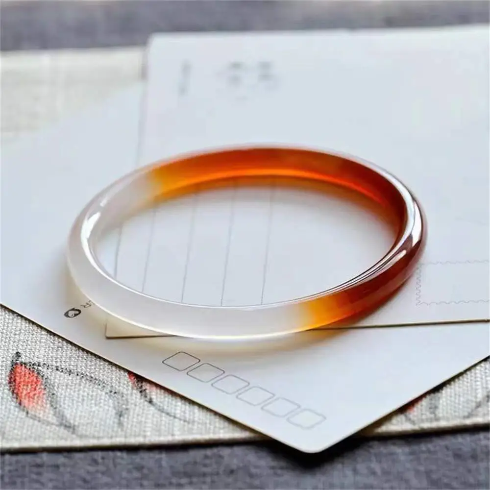 Natural Red Agate Lychee Jelly Half Wall River and Mountain Tinker Bell Bangle High-grade Exquisite Luxury Quality Fine Jewelry