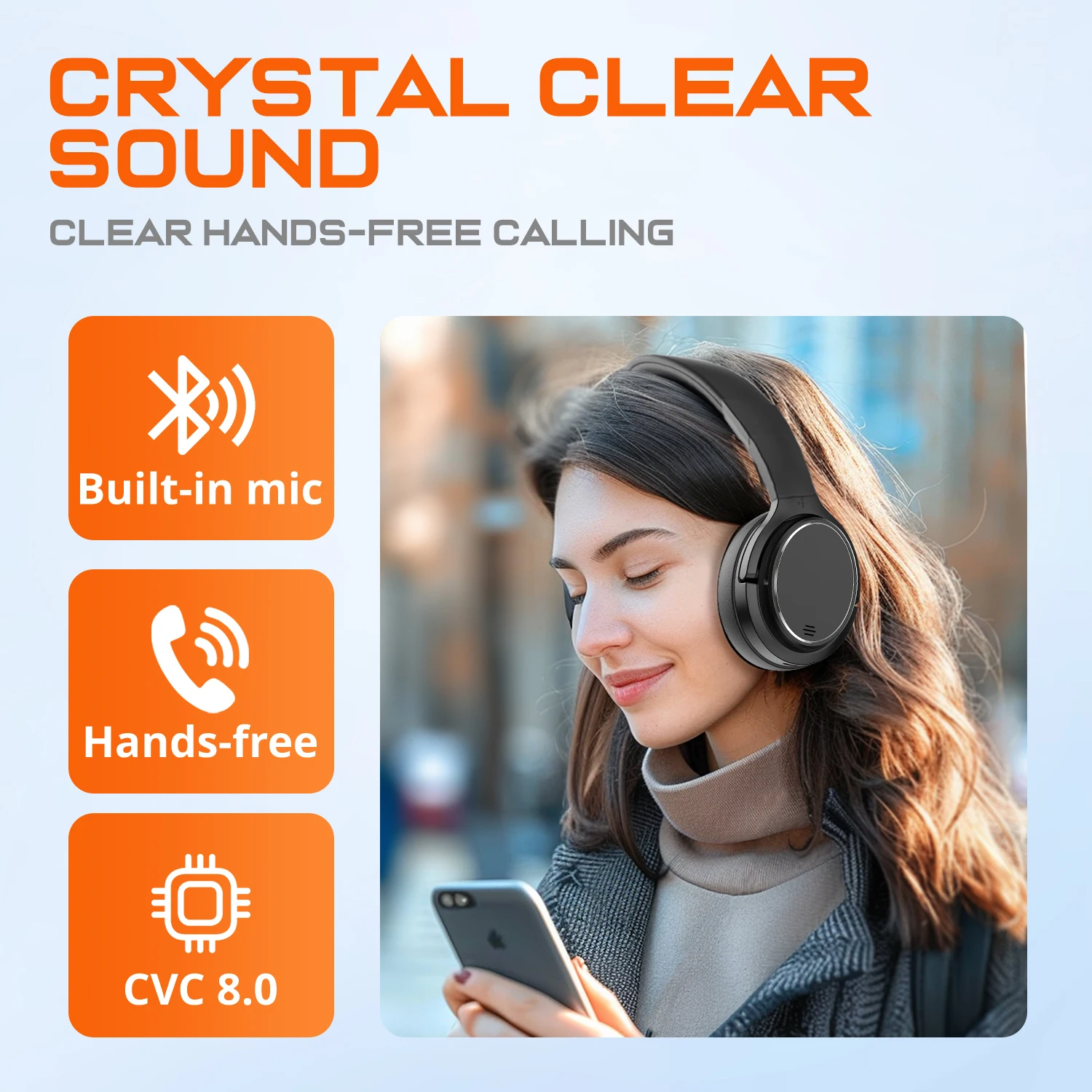 New Design BT6.0 Wireless Noise Cancelling Over-Ear Headphones Chipset ODM OEM Project Headset