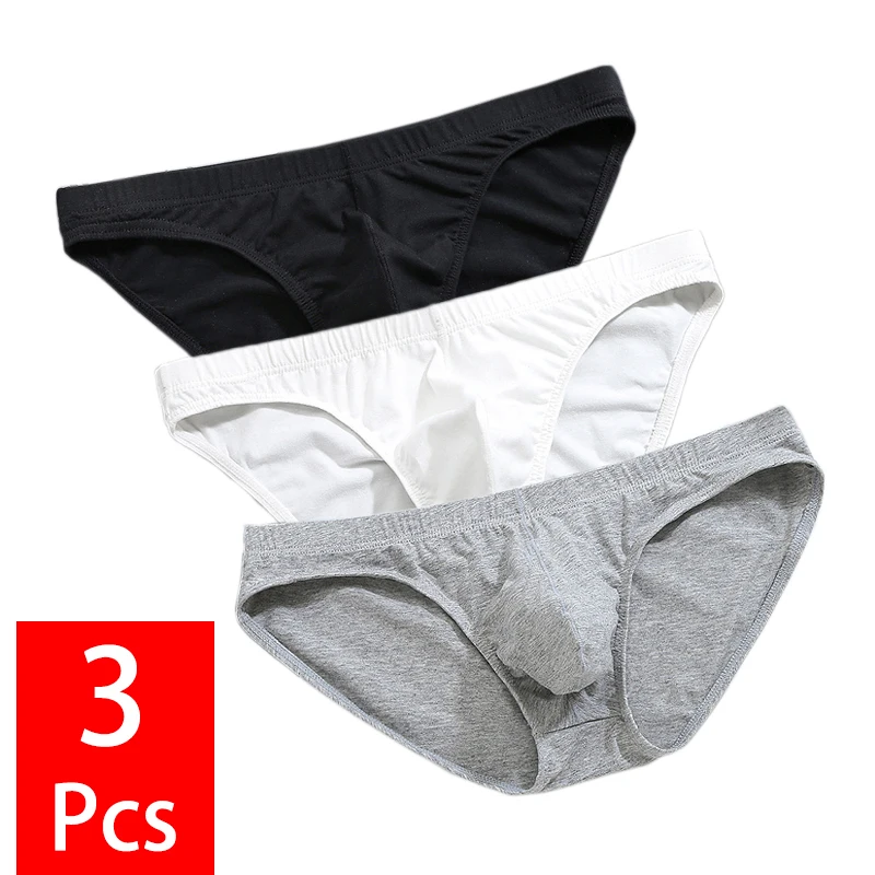 

3PCS/Lot Cotton Sexy U Pouch Briefs Mens Comfortable Underpants Man Underwear Male Solid Breathable Mid Waist Undies Panties