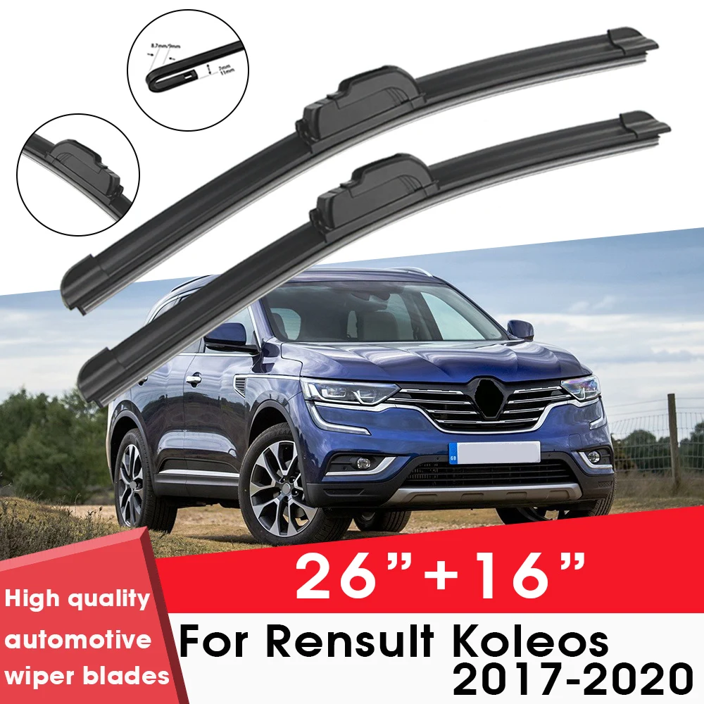 

Car Wiper Blade Blades For Renault Koleos 2017-2020 26"+16" Windshield Windscreen Clean Naturl Rubber Cars Wipers Accessories