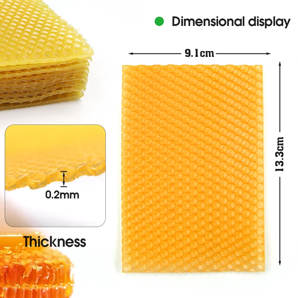 10-50Pcs 13x9cm Bee Wax Foundation Beehive Tool Nest Frame Making Material Honeycomb Beeswax Sheets for Home Beekeeper Equipment