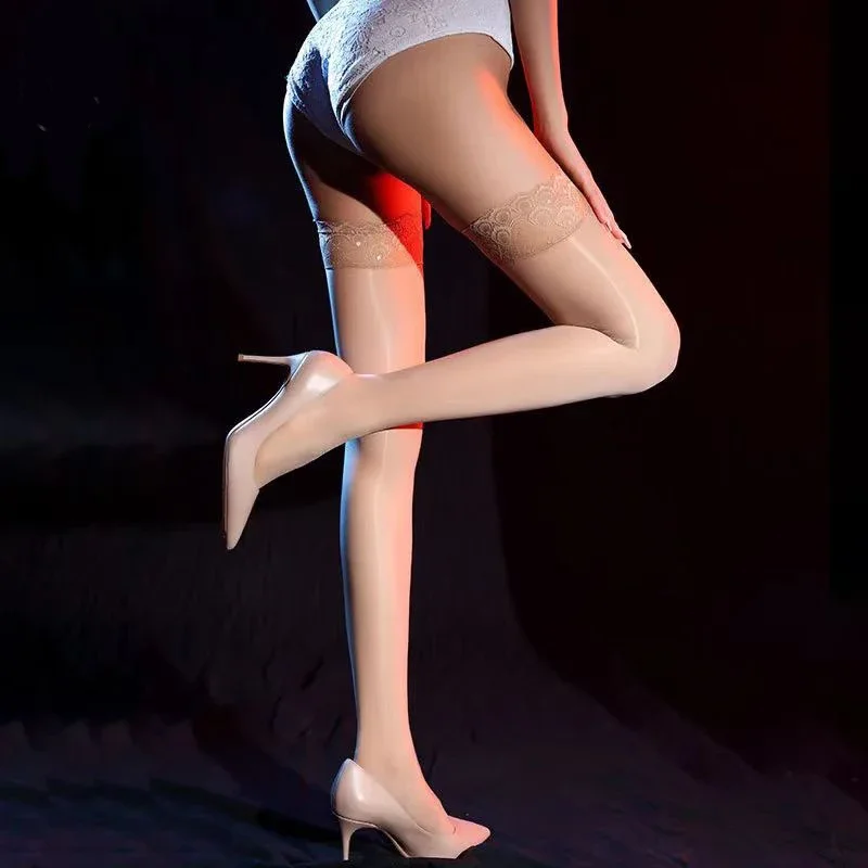مثير زيت الحصان تسلق جوارب الحرير سيليكون عدم الانزلاق الدانتيل الفخذ العليا الجوارب الصيف رقيقة جدا الجوارب الملابس الداخلية النساء جوارب