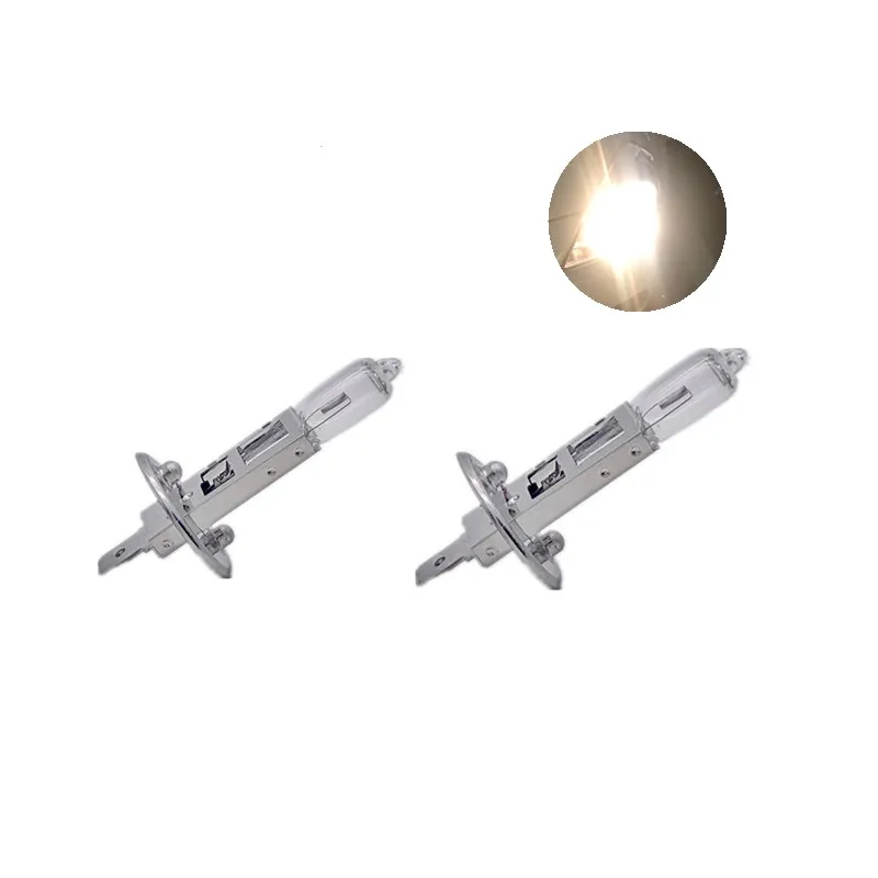 2Pcs High Quality H1 12V 55W 3200K Warm White Clear Quartz Glass Car Lights Headlight Auto Halogen Bulbs High Beam Lamps
