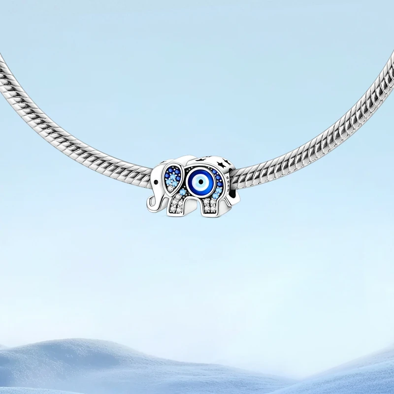 925 Silver Evil Eye Hamsa Hand Charms Beads Blue Enamel Zircon Large Hole Spacer Bead for Women DIY Bracelet Jewelry Making Gift