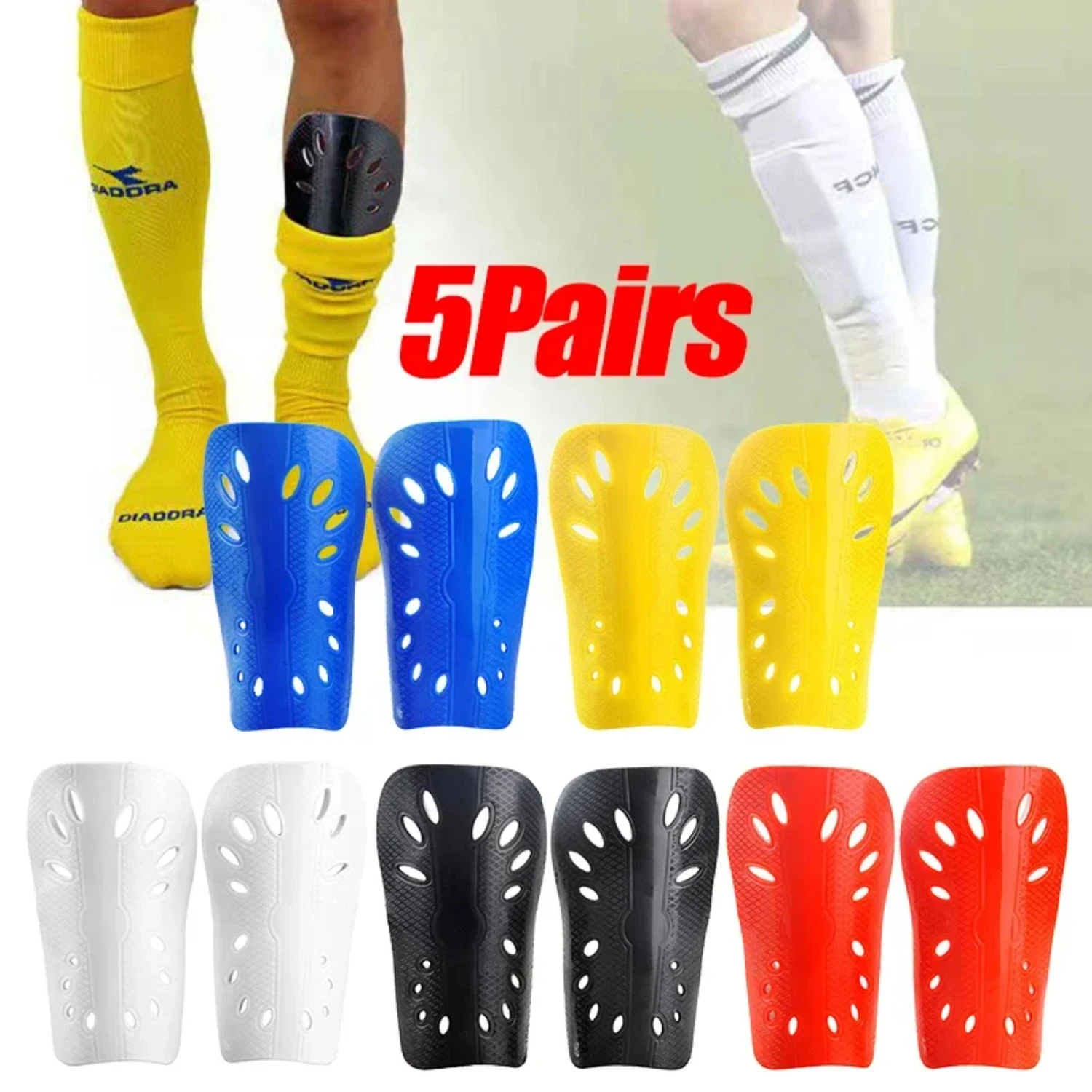 SXHWC Football Shields Soccer Shin Guards Kits  Man 1-5pair  Protective Gear Breathable Plastic Safety Shin Pads