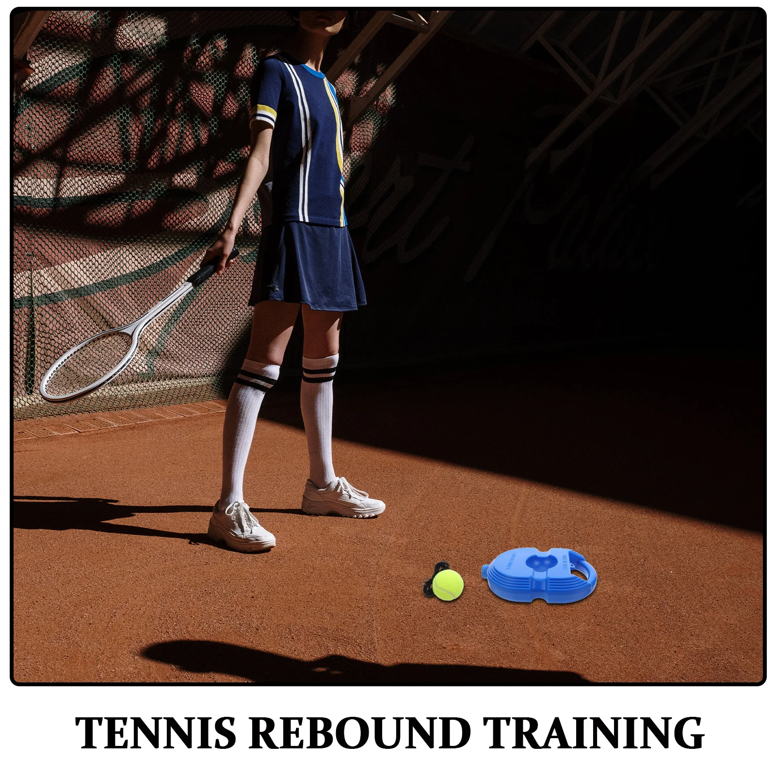 1 مجموعة مدرب التنس انتعاش المحمولة مجموعة كرات عالية ترتد عدم الانزلاق قاعدة سلسلة مرنة لممارسة التنس التدريب المبتدئين #4