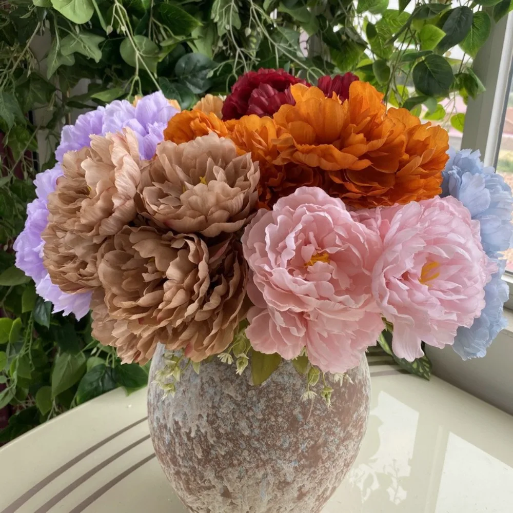 New 42CM Peony Silk Flowers Table Decor 7 Heads Artificial Flowers Gifts DIY Artificial Peony Bouquet Wedding Decoration