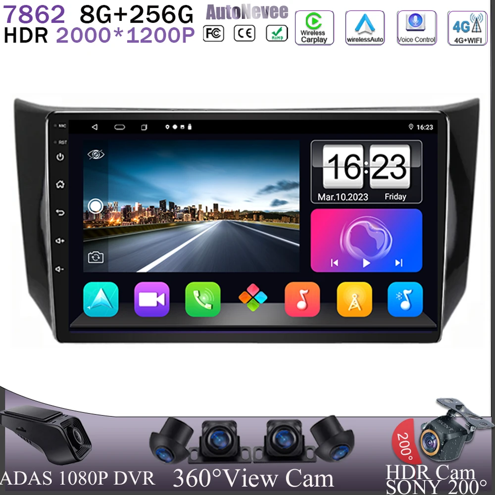 

Экран HDR Carplay Android 13 для Nissan bluebird Sylphy B17 Sentra 12 2013 -2018 GPS процессор блок мультимедийный плеер навигация