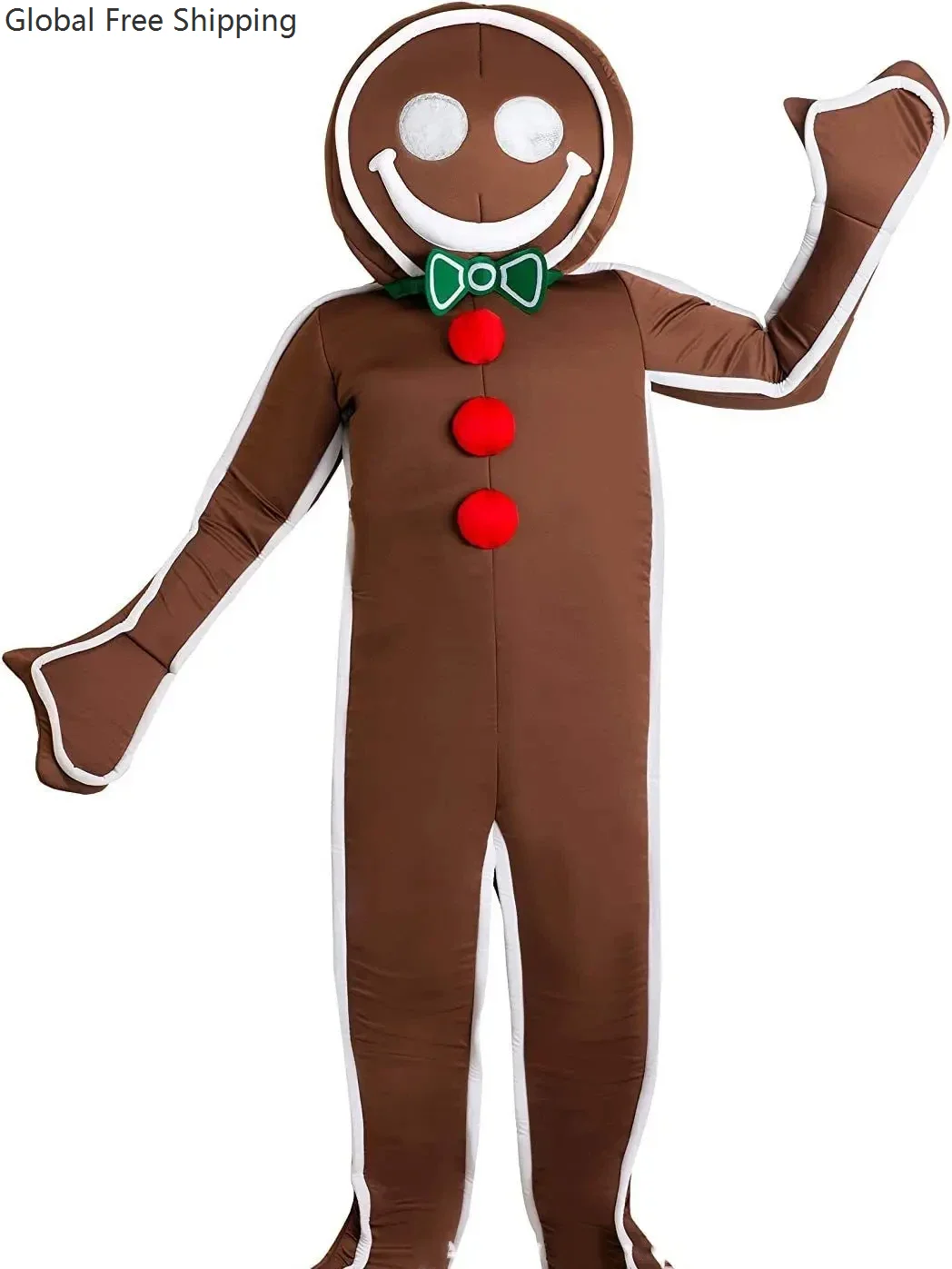 

Adult Roleplay Christmas Gingerbread Party Jumpsuit Costume Cartoon Mascot Frosted Gingerbread Man Halloween Outfit Unisex 2026