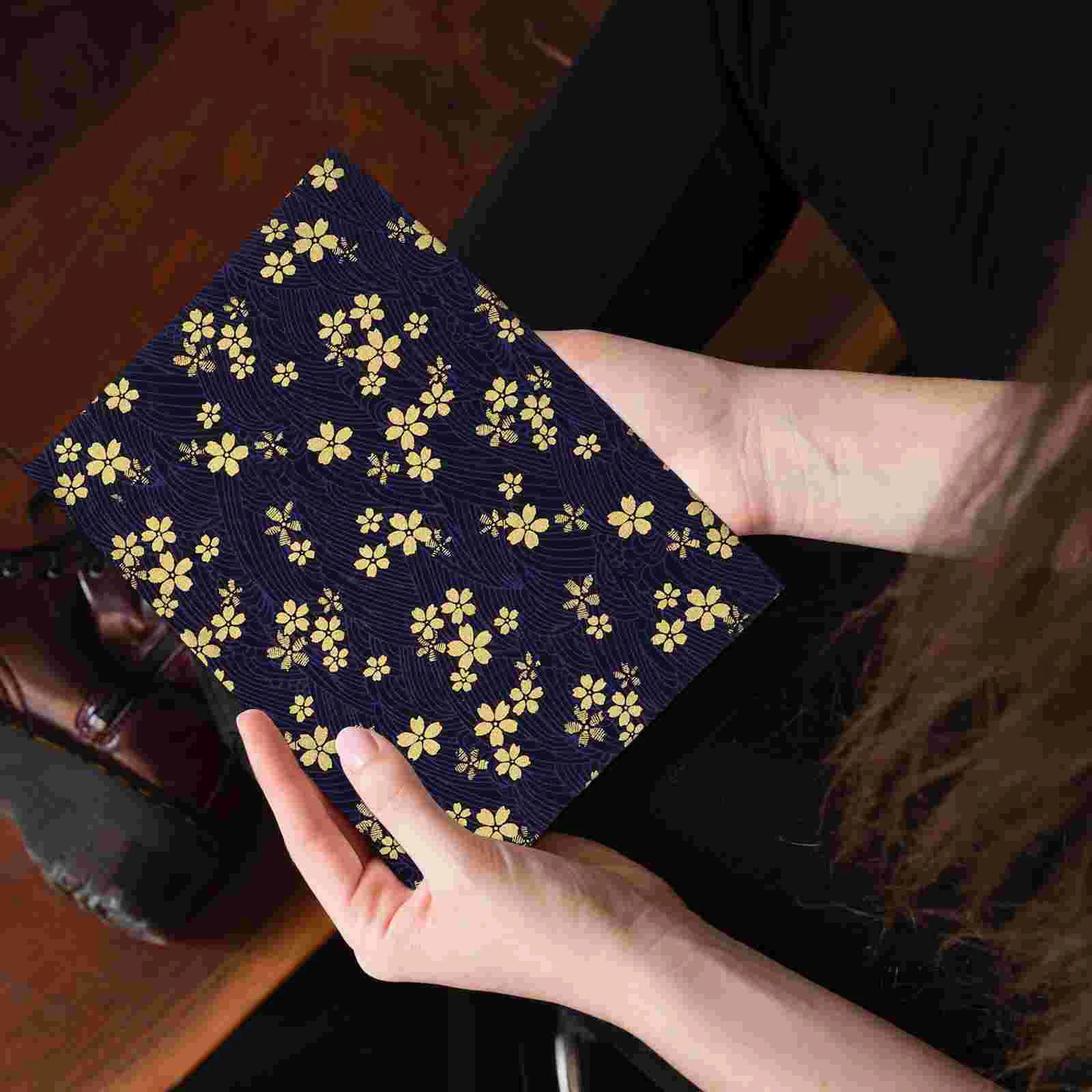 Bronzing Hand Ledger Book Cover Cherry Blossoms Pattern Protective Wooden Vintage Cloth Sleeve Easy to Tell Books Apart