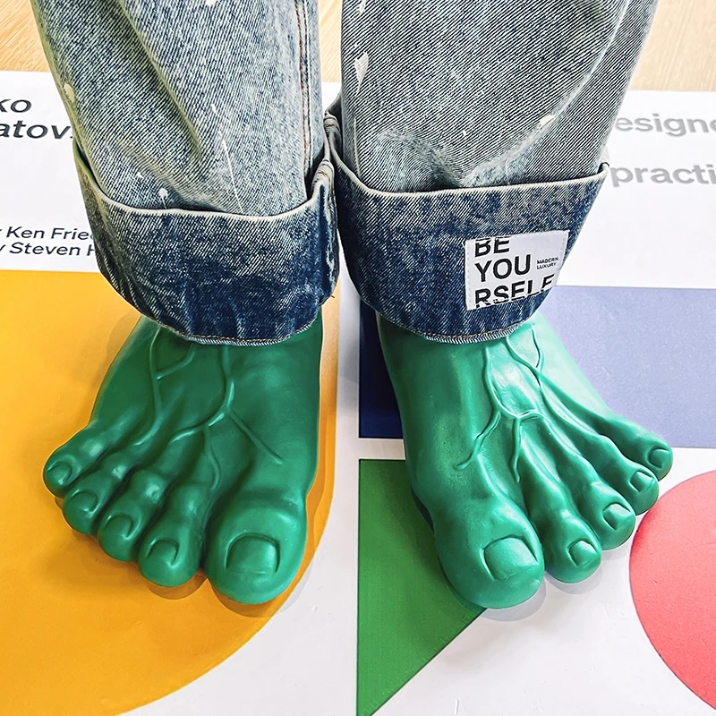 Funny Green Big Toe Slippers Men's Beach Shoes Home Slippers Parody Giant Five Finger Slipper