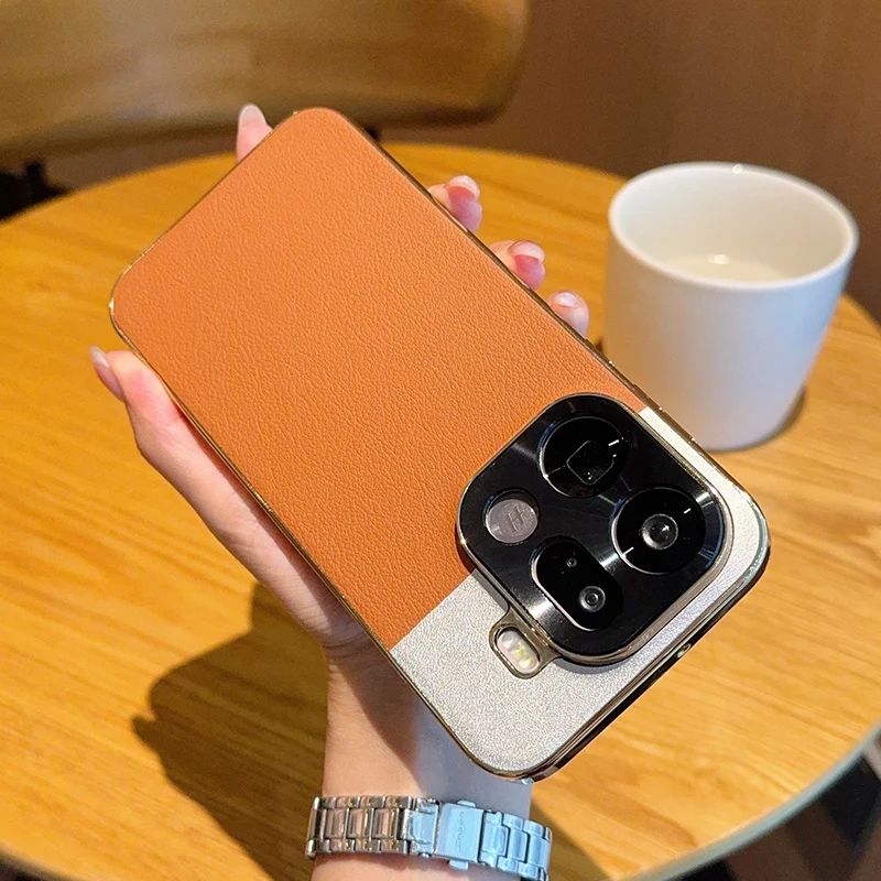 ل ممن لهم البحث X9 برو حافظة فاخرة بولي Leather الجلود الجلد تصفيح الغطاء الخلفي الواقي ل Find X9 X8 Pro X8 Ultra X8S + غلاف الهاتف