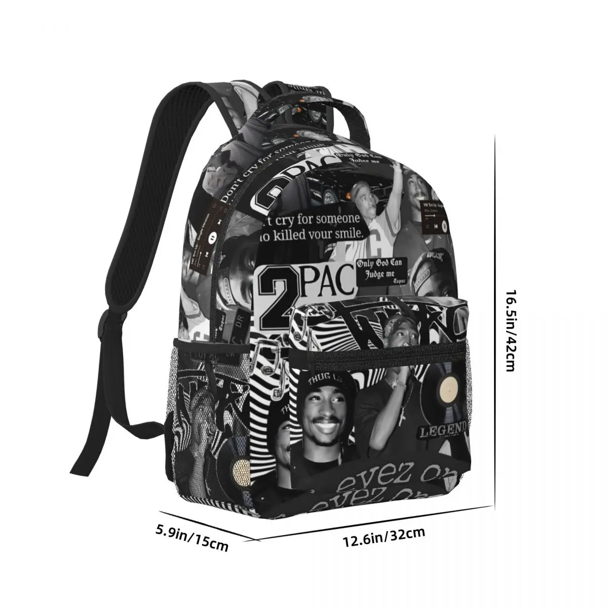 Tupac 2pac New Fashion High Capacity Waterproof College Backpack Trendy Laptop Travel Book Bag