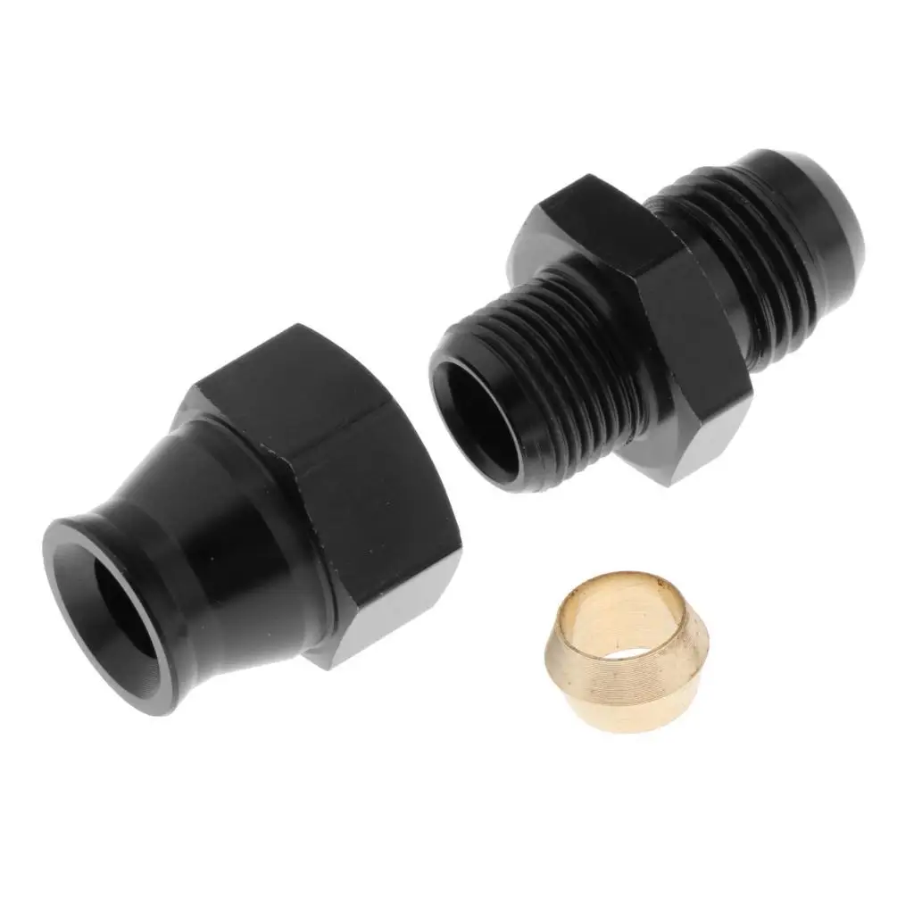 

6AN AN6 Male to 5/16 "8mm Hard Line Fuel Hose Line Pipe Fitting Adapter Black