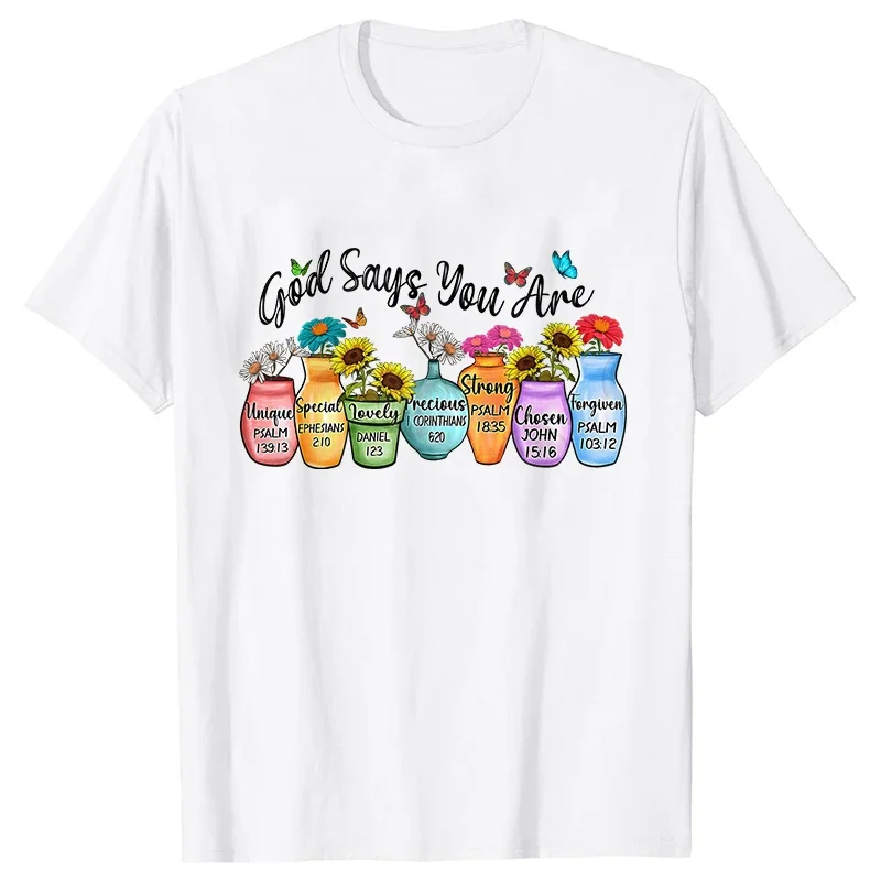 God Says You Are Unique Print Women T Shirt Tops Gospel Music Fashion Streetwear Tops Religion Faith Christian Tees Tshirt Femme